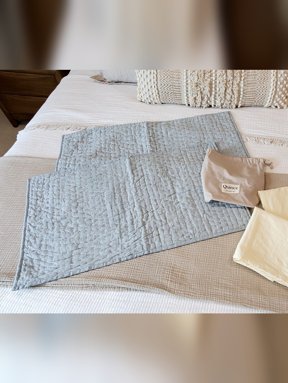 Quince 4 Linen King Pillow Shams, Sea Mist/Butter, NEW! - Picture 11 of 15